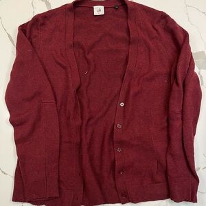 CAbi Red Cardigan Sweater Knit, Size L